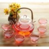 600ml Glass teapot+6 Cup, Rattan Handle,B016, Free Shipping