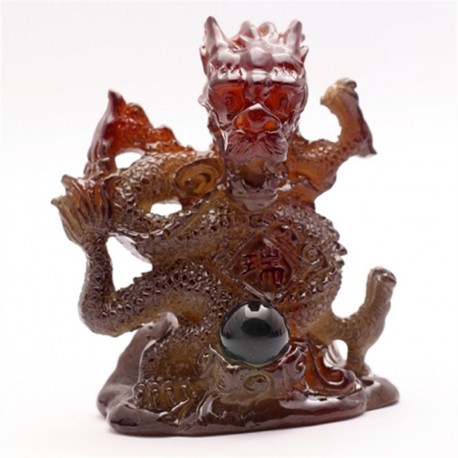 Allochroic Mascot,Yellow Happy Dragon,Fengshui,Best Gifts,Novel present, arts&Crafts,Ornament will change color, tea pet,