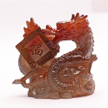 Allochroic Mascot,Yellow Lucky Dragon,Fengshui,Best Gifts,Novel present, arts&Crafts,Ornament will change color, tea pet,